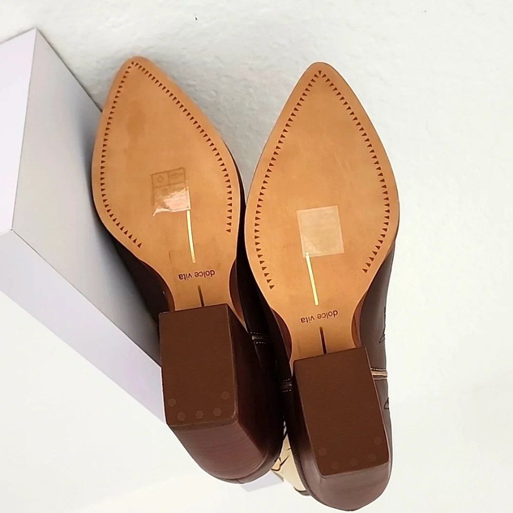 Dolce Vita NIB Women's Lassie Espresso Leather Embroidered Western Boots. Size 9 - Picture 5 of 11